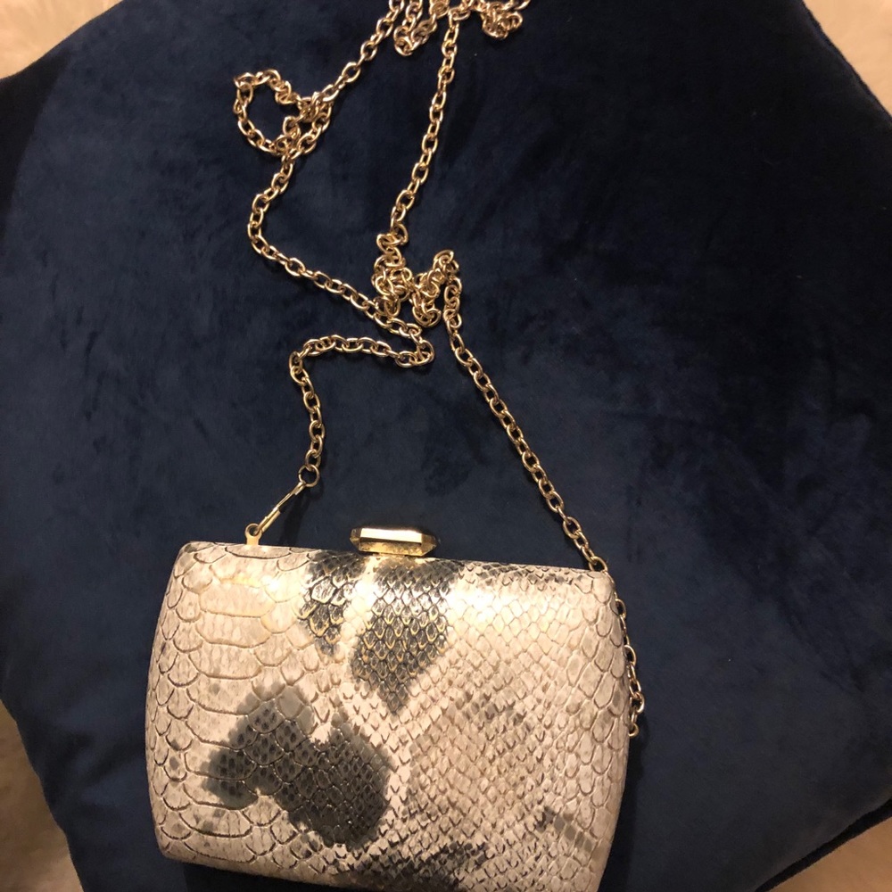 Snakeskin print clutch